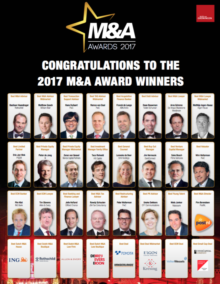 M&A Awards 2017 dit zijn de winnaars